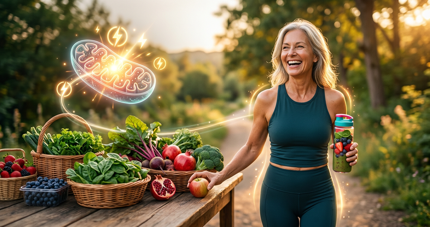 Mitochondrial Energy After 50: How Plant-Based Nitrates and Polyphenols from Fruits & Veggies Support Cellular Power illustration