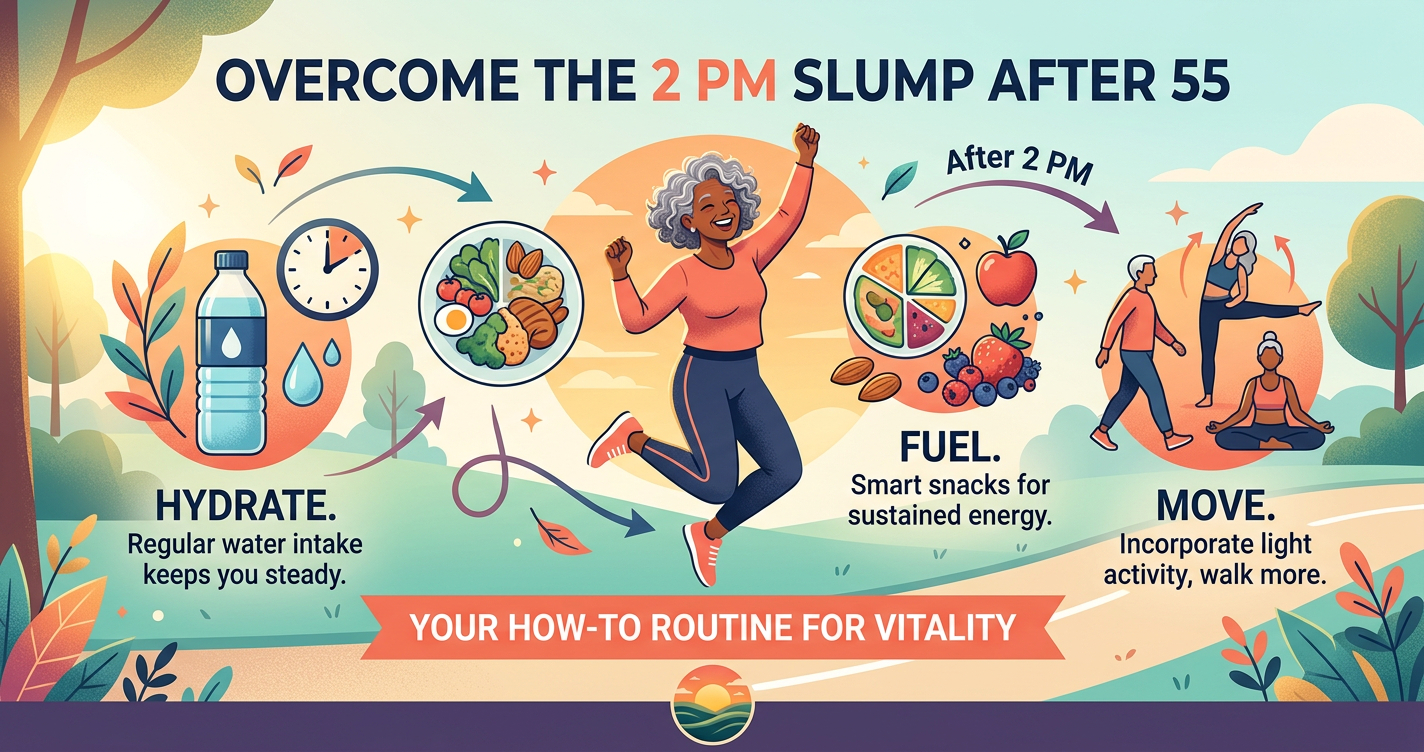 Hydrate, Fuel, Move: A How‑To Routine to Beat the 2 PM Slump Without Naps After 55 illustration