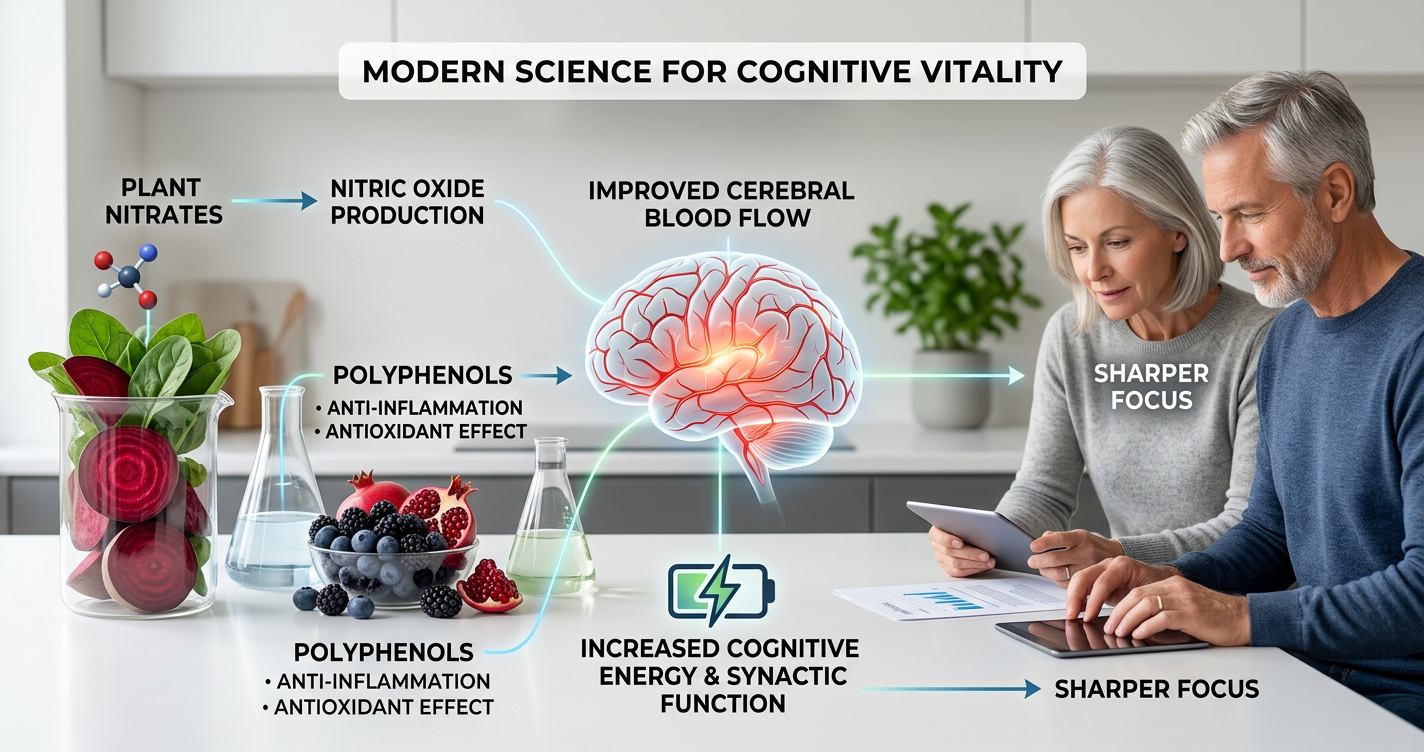 Sharper Focus After 50: How Plant Nitrates and Polyphenols Improve Cerebral Blood Flow and Cognitive Energy illustration