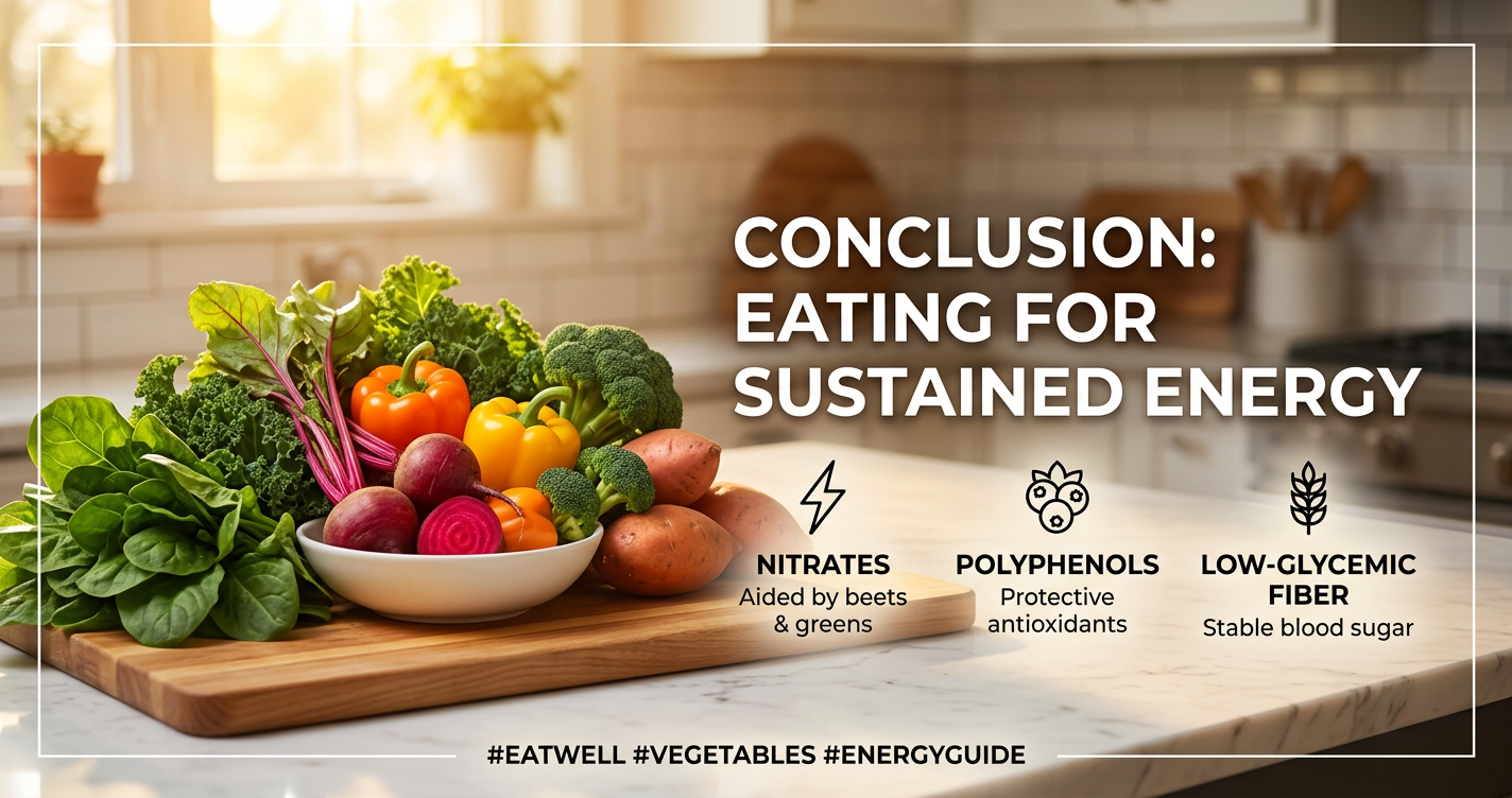 The Best Veggies for Energy: An Evidence‑Based Guide to Nitrates, Polyphenols, and Low‑Glycemic Fiber illustration