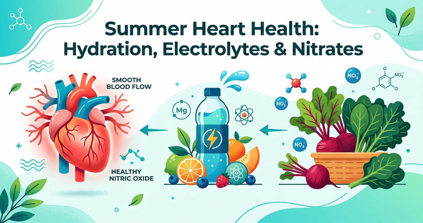 Summer Health for Your Heart: Hydration, Electrolytes, and Plant Nitrates (Beets & Greens) to Maintain Nitric Oxide and Blood Flow illustration