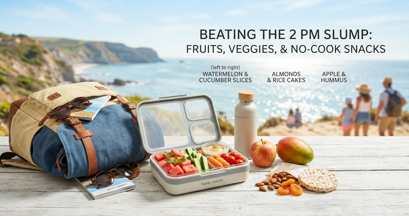 Summer Travel Nutrition Kit: Fruits, Veggies, and No‑Cook Snacks to Beat the 2 PM Slump illustration