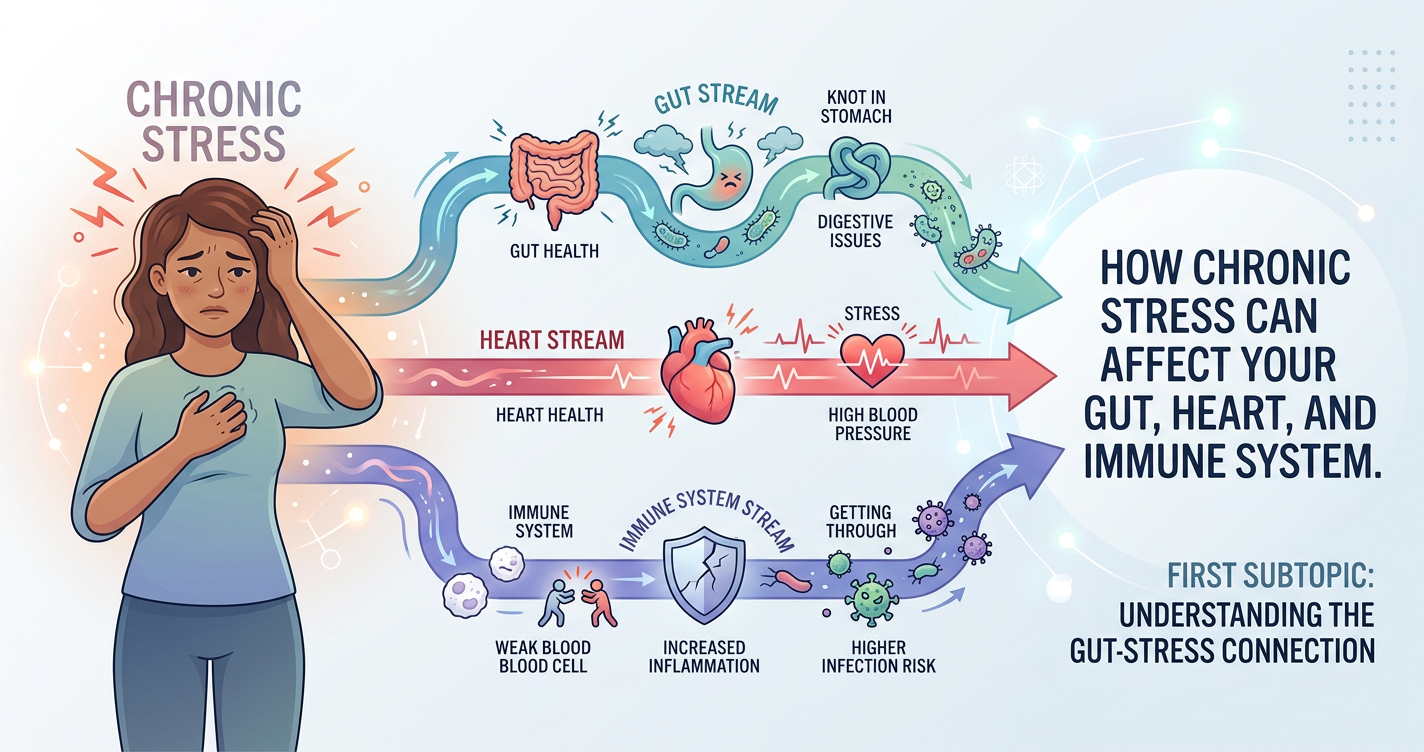 How Chronic Stress Can Affect Your Gut, Heart, and Immune System illustration