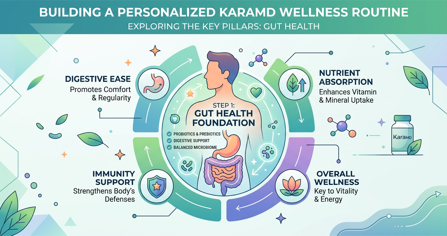 How to Build a Personalized KaraMD Wellness Routine: Gut, Greens, Circulation and Recovery illustration